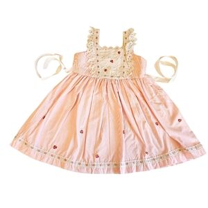 Vintage ANNIE Pink Floral Girls Dress 5